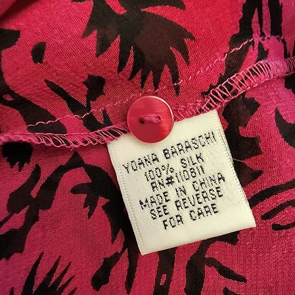 Baraschi 100% Silk Burgundy Floral Sheer Blouse M - Picture 8 of 9